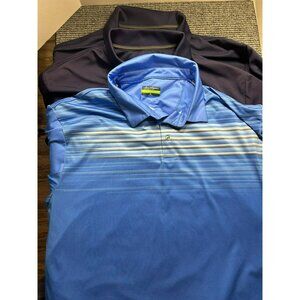 Lot Of 3 Men's Ben Hogan Performance 3XL Polo Shirts Blue & Navy Stripe/Plain Sh